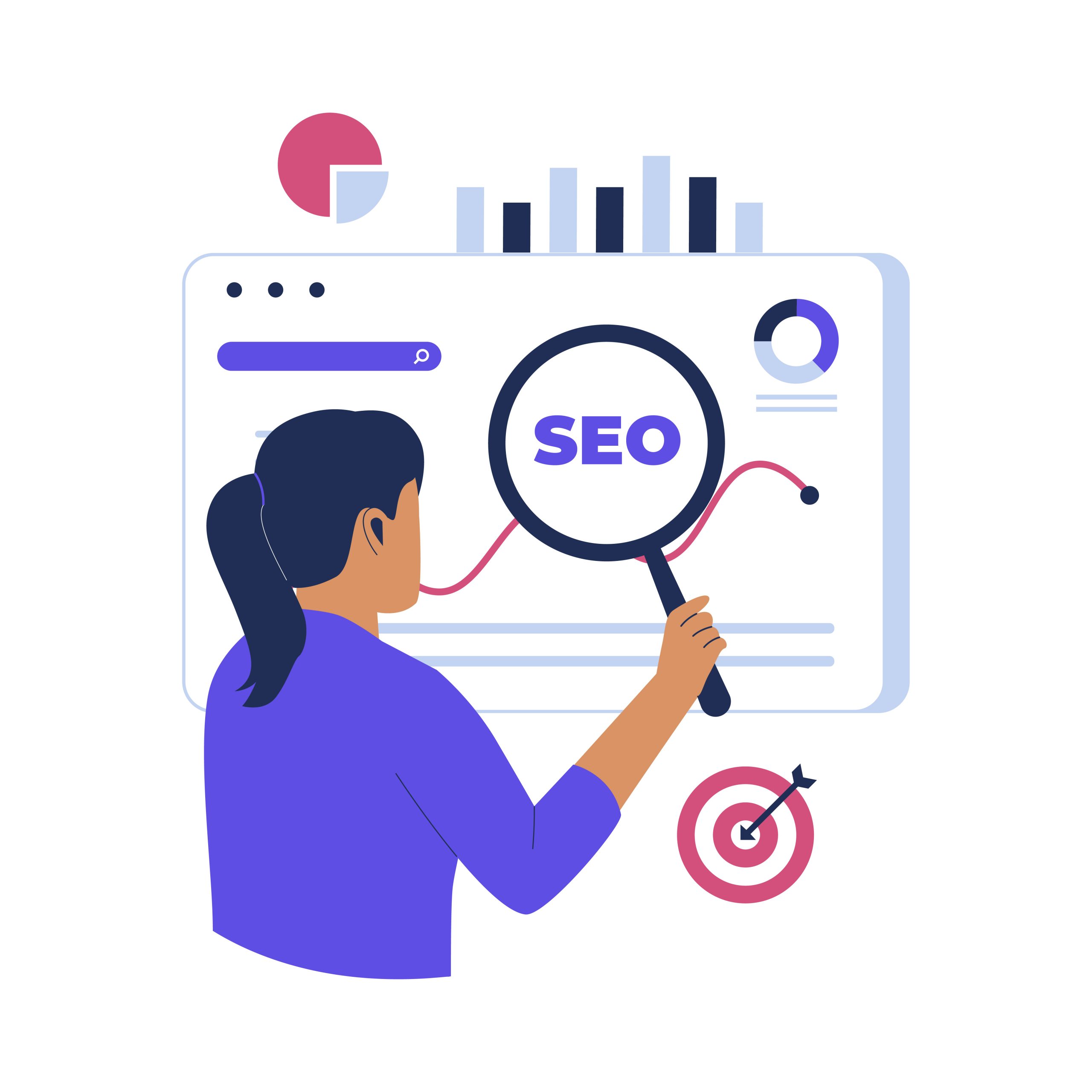SEO data analytics optimization illustration concept