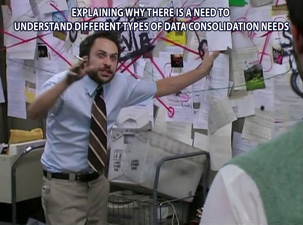 Explaining why there is a need to understand different types of data consolidation needs Types of Data Consolidation (Meme)